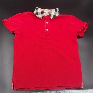 Burberry Red Kids Polo Shirt with Checkered Collar